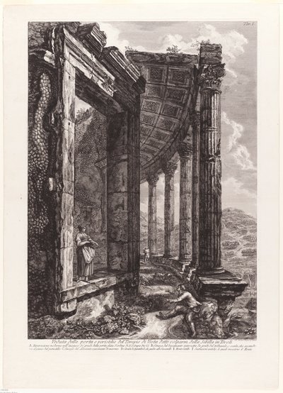 Vista de la puerta y el peristilo del Templo de Vesta de Francesco Piranesi