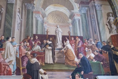 Debate sobre la Inmaculada Concepción (fresco) de Francesco Podesti