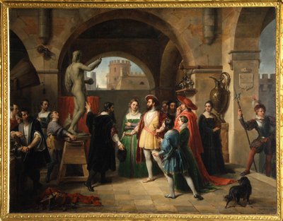 Francisco I en el estudio de Benvenuto Cellini de Francesco Podesti