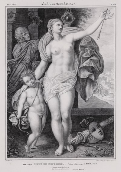Pintura alegórica de Diana de Poitiers, amante del Rey Enrique II de Francia de Francesco Primaticcio