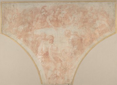 Manzana de la discordia arrojada por Eris en el matrimonio de Peleo y Tetis: Estudio para fresco de Francesco Primaticcio