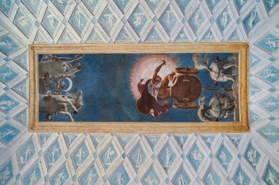 Cámara del Sol y de la Luna (Camera del Sole e della Luna): los carros del Sol y de la Luna conducidos por Diana y Apolo de Francesco Primaticcio