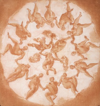 Danza de las Horas y tres putti con cornucopias de Francesco Primaticcio