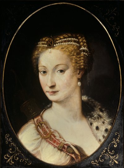 Retrato de Diane de Poitiers (1499 - 1566) Dama de Breze, Duquesa de Valentinois. Pintura de Francesco Primaticcio, conocido como El Primatice (1504 - 1570) de Francesco Primaticcio