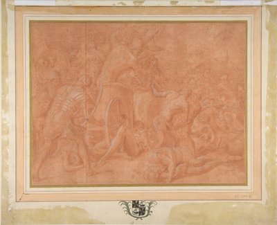 Ulises y sus compañeros luchando contra los ciconios ante la ciudad de Ismaros, estudio..., 1555-60 de Francesco Primaticcio