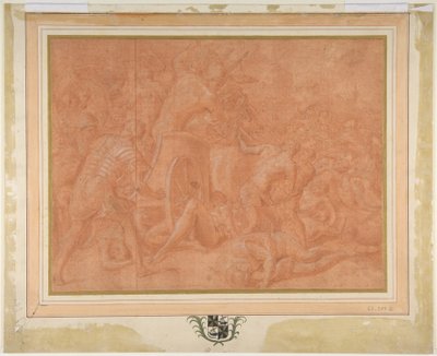 Odysseus und seine Gefährten kämpfen gegen die Kikonen vor der Stadt Ismaros, Studie für ein zerstörtes Fresko in der Galerie d