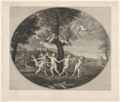 Putti bailando alrededor de un árbol de Francesco Rosaspina