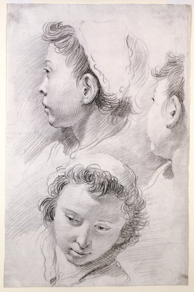 Tres estudios de la cabeza de un joven de Francesco Salvator Fontebasso