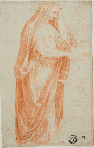 Después de la Antigüedad: Oficiante romano en un altar de sacrificios de Francesco Salviati