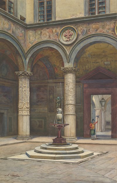 Patio del Palazzo Vecchio, Florencia, siglo XIX de Francesco Salviati