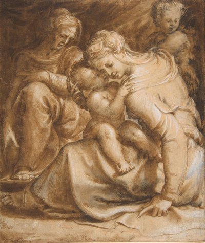 Virgen y Niño con Santa Ana y Juan el Bautista, ca. 1550 de Francesco Salviati