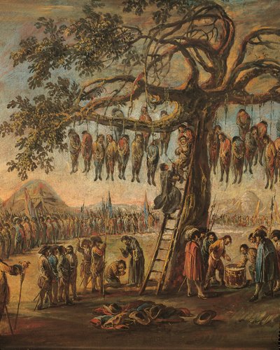 "Las miserias de la guerra: los ahorcados" de Francesco Simonini, detalle de Francesco Simonini
