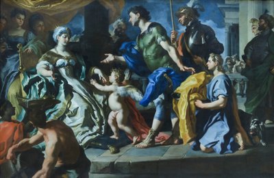 Dido recibiendo a Eneas y Cupido disfrazado de Ascanio, c.1720s (óleo sobre lienzo) de Francesco Solimena