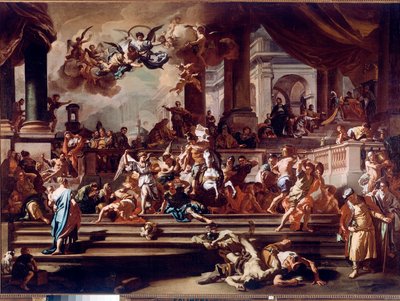 Heliodoro expulsado del templo por los ángeles. Pintura de Francesco Solimena dit l