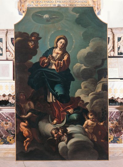 Inmaculada Concepción, pintura sobre lienzo atribuida a Francesco Solimena, Catedral de San Pardo, Larino, Molise, Italia de Francesco Solimena
