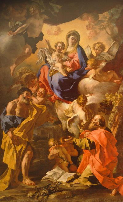 Madonna y el Niño entre San Pedro y San Pablo de Francesco Solimena