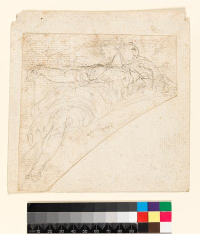 Recto: Estudio para una figura femenina en un esquinero. Verso: Dibujo en el reverso del papel, antes de 1747 de Francesco Solimena
