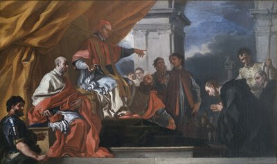 San Willibald busca la bendición del Papa Gregorio III antes de evangelizar a los sajones de Francesco Solimena