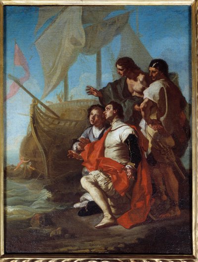 La llegada del explorador Cristóbal Colón a América de Francesco Solimena