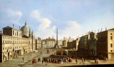 La Piazza Navona, Roma, con una Actuación de Commedia dell