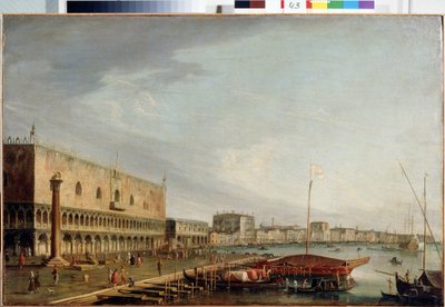 Vista de la Plaza de San Marcos (Piazzetta) con el Palacio Ducal de Venecia (Vista de la Plaza de San Marcos con el Palacio Ducal de Venecia). Pintura de Francesco Tironi (1745-1797). Óleo sobre lienzo, 73 x 111 cm. Arte veneciano del siglo XVIII. Museo Es de Francesco Tironi