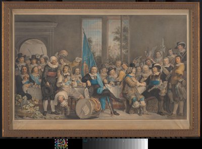 Comida de arqueros en los objetivos de Voetboog (San Joris) en Ámsterdam, celebrando la conclusión de la Paz de Munster, 18 de junio de 1648 de Francesco Tozelli (signed by artist)