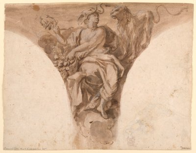 África, Diseño para un Pendentivo en el Vestíbulo Bautismal de San Pedro, Roma de Francesco Trevisani