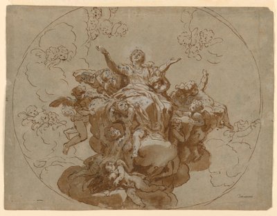 Diseño para un Techo con la Ascensión de la Virgen de Francesco Trevisani