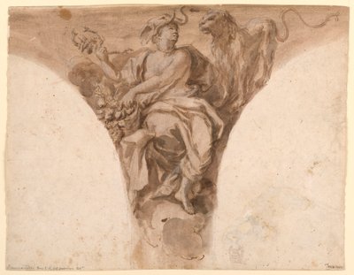 Dibujo, África, Diseño para una pechina en el vestíbulo bautismal de San Pedro, Roma, 1713-26 de Francesco Trevisani