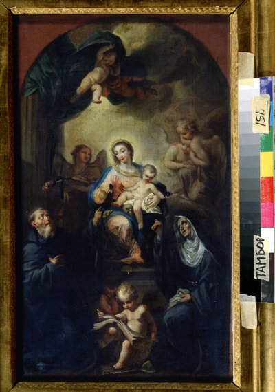 La Virgen y el Niño con Santos (Madonna and Child with Saints). Pintura de Francesco Trevisani (1656-1746). Óleo sobre lienzo, 61,5 x 35,5 cm. Escuela veneciana, arte barroco italiano. Galería de Arte Regional, Tambov (Rusia). de Francesco Trevisani