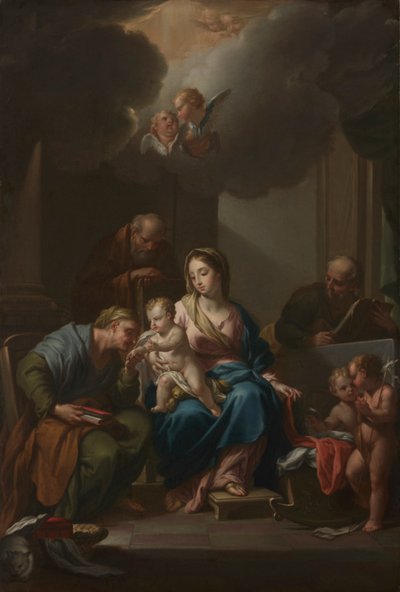 Boceto de presentación para La Sagrada Familia con los santos Ana, Joaquín y Juan el Bautista..., c. 172 de Francesco Trevisani