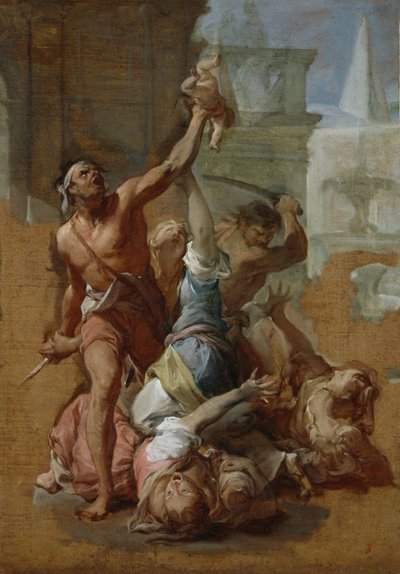 Estudio para la Masacre de los Inocentes, c.1700-10 (óleo sobre lienzo) de Francesco Trevisani