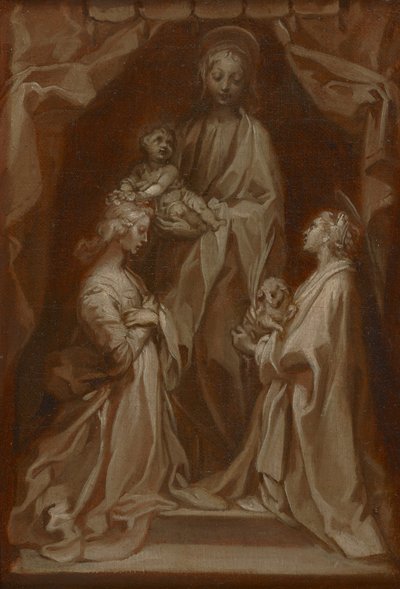 Estudio para la Virgen y el Niño con las santas Cecilia e Inés de Francesco Vanni