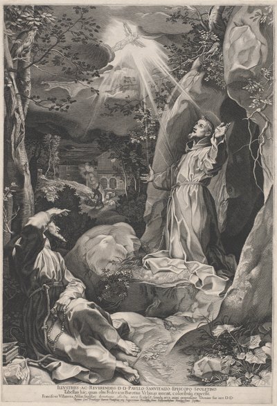 San Francisco recibiendo los estigmas de Francesco Villamena, after Federico Barocci