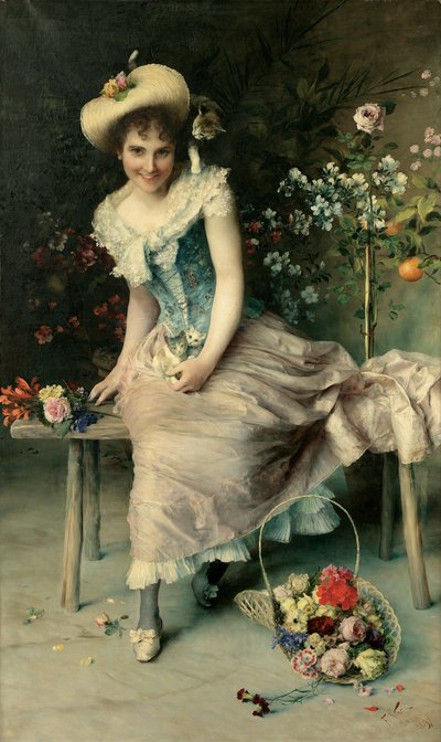 Belleza en un banco de jardín, 1897 de Francesco Vinea