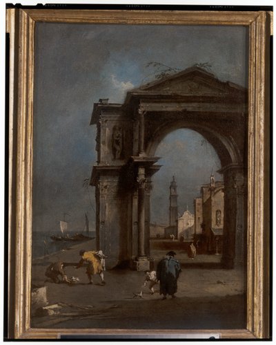 Capriccio con arco de triunfo y fondo urbano de Francesco and/or Gian Antonio (1699 1761) Guardi