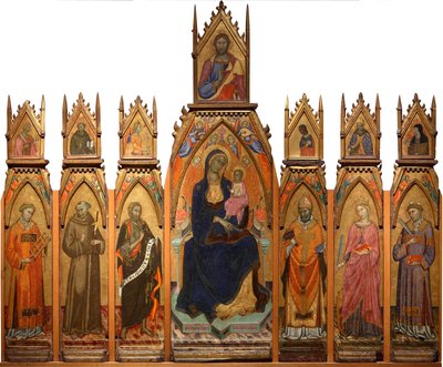 Madonna y niño. Cristo y santos de Francesco dAntonio da Ancona