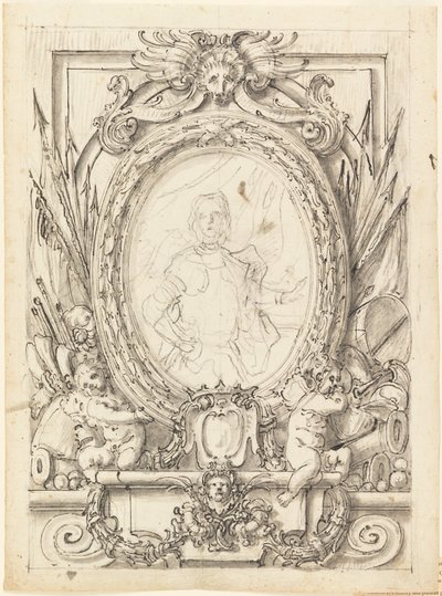 Diseño para un panel con el retrato de un noble de Francesco de Mura
