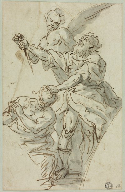 Boceto de pechina con el sacrificio de Isaac de Francesco de Mura