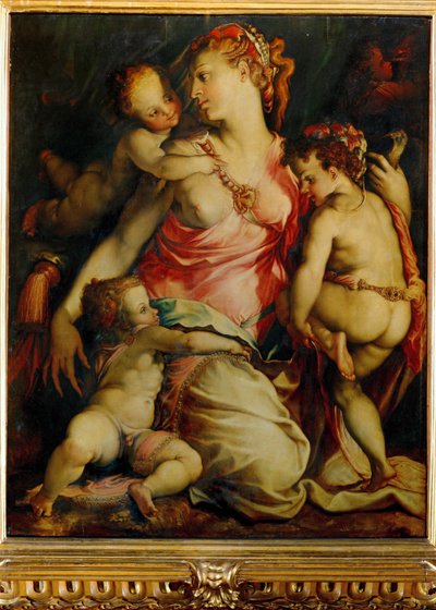 Charity (pintura sobre madera) de Francesco de Rossi Salviati