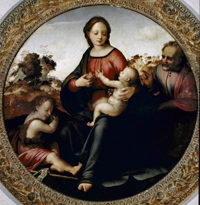 Sagrada Familia con el pequeño San Juan Bautista de Francesco di Cristofano Franciabigio