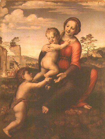 Madonna del Pozo o Madonna y el Niño con el joven San Juan Bautista, c.1503-09 de Francesco di Cristofano Franciabigio