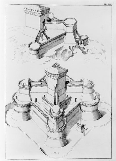 Fortalezas diseñadas para permitir la defensa contra ataques desde cualquier dirección de Francesco di Giorgio (after) Martini