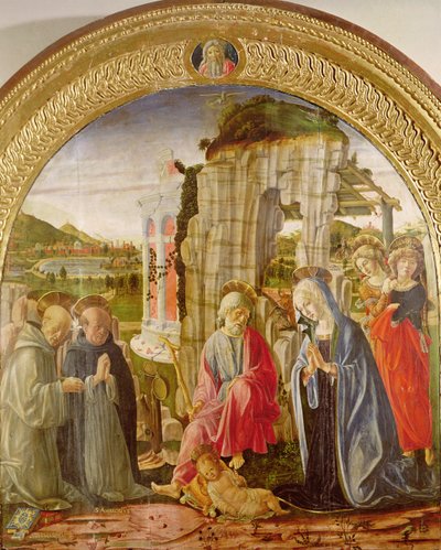 Adoración del Niño de San Ambrosio y San Bernardo (óleo sobre tabla) de Francesco di Giorgio Martini