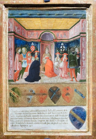 Pío II nombra cardenal a su sobrino Francesco Tedeschini Piccolomini, c.1485-90 (temple y oro sobre tabla) de Francesco di Giorgio Martini
