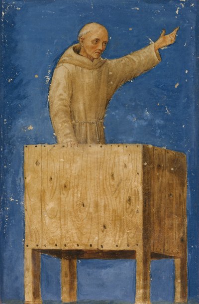 San Bernardino predicando desde un púlpito de Francesco di Giorgio Martini