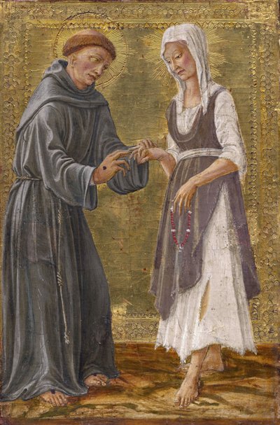 El sagrado intercambio entre San Francisco y la Señora Pobreza par Francesco di Giorgio Martini (1439-1501). Témpera sobre tabla de Francesco di Giorgio Martini