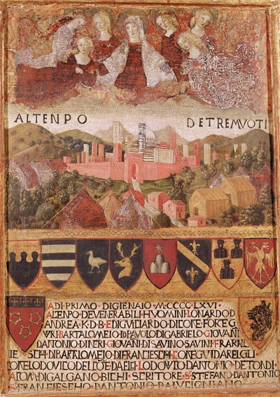 La Virgen protegiendo a Siena de los terremotos en 1466 de Francesco di Giorgio Martini