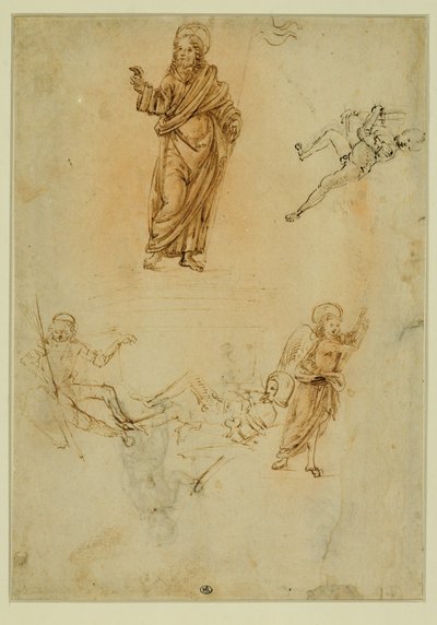 Resurrección de Cristo; un ángel; un niño desnudo corriendo hacia la izquierda ... de Francesco di Simone (attr. to)