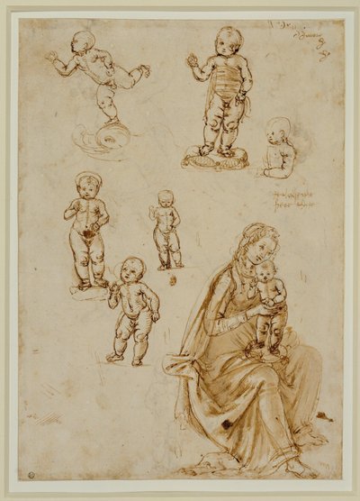 Seis niños;la Virgen y el niño ... de Francesco di Simone (attr. to)
